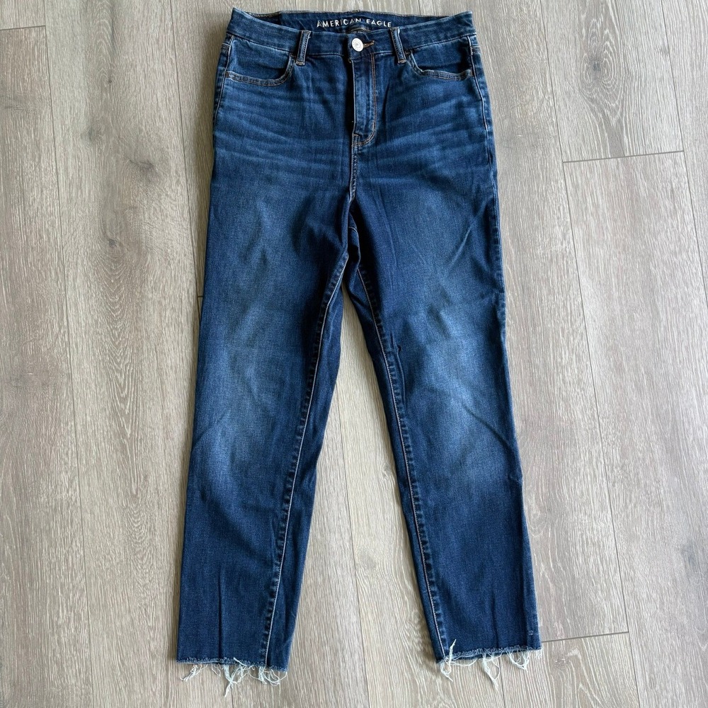 American Eagle Curvy Hi-Rise Jegging Raw Hem Next level stretch Jeans 10 X-Long